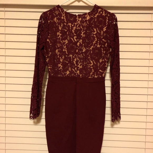 Lulus Burgundy Midi Long Sleeve Dress - Picture 4 of 6